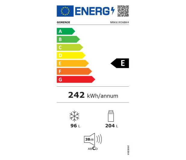 Lodówka Gorenje NRK6192ABK4 Slot-In No Frost 185cm Czarna AdaptTech KitchenFit 300L - 1019331 - zdjęcie 2